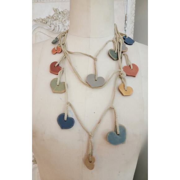 Handmade Wooden Heart Necklace Boho Chic Festival Hippie Inspired Stackable - Picture 2 of 6